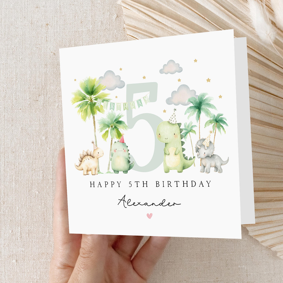 5th Birthday Card, Dinosaur Card, Children&