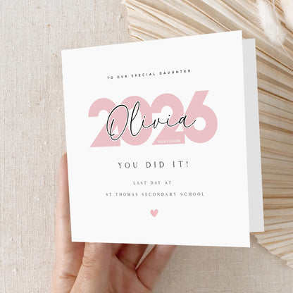 Secondary School Leavers Card-Year 11 Leaver-Personalised School Card-2026 Leaver-Secondary Leaver Gift-Last Day Secondary-Card For Daughter