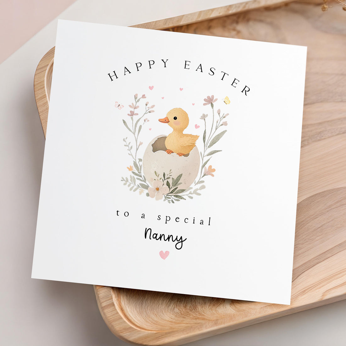 Nanny Easter Card, Grandma, Happy Easter Card Personalised, For Gran, Easter Gift, Nan Easter Card Floral Cute Chick