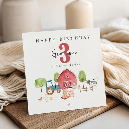 Personalised Farm Birthday Card, Any Age, Card For Son, Nephew, Grandson , 1st, 2nd, 3rd, 4th, 5th Birthday- Farm Animals