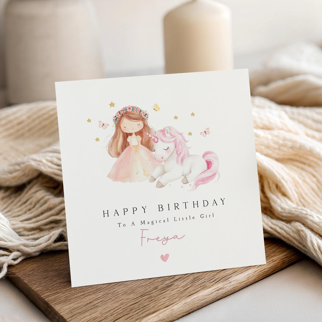 Personalised Girls Birthday Card, Unicorn Princess Birthday, Daughter, Granddaughter, Niece Birthday Card, Handmade Gift
