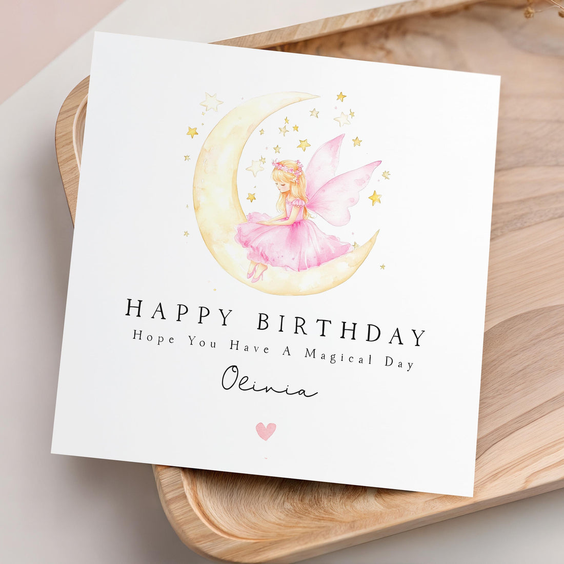 Personalized Fairy Princess Birthday Card, Kraft Envelope