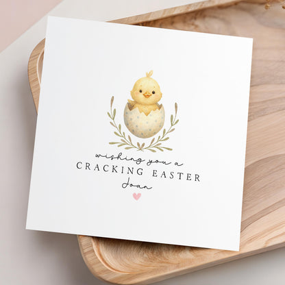 Easter Card, Cracking Easter, Happy Easter Card Personalised, For Friends, Family, Easter Gift,  Easter Card Botanical Cute Chick
