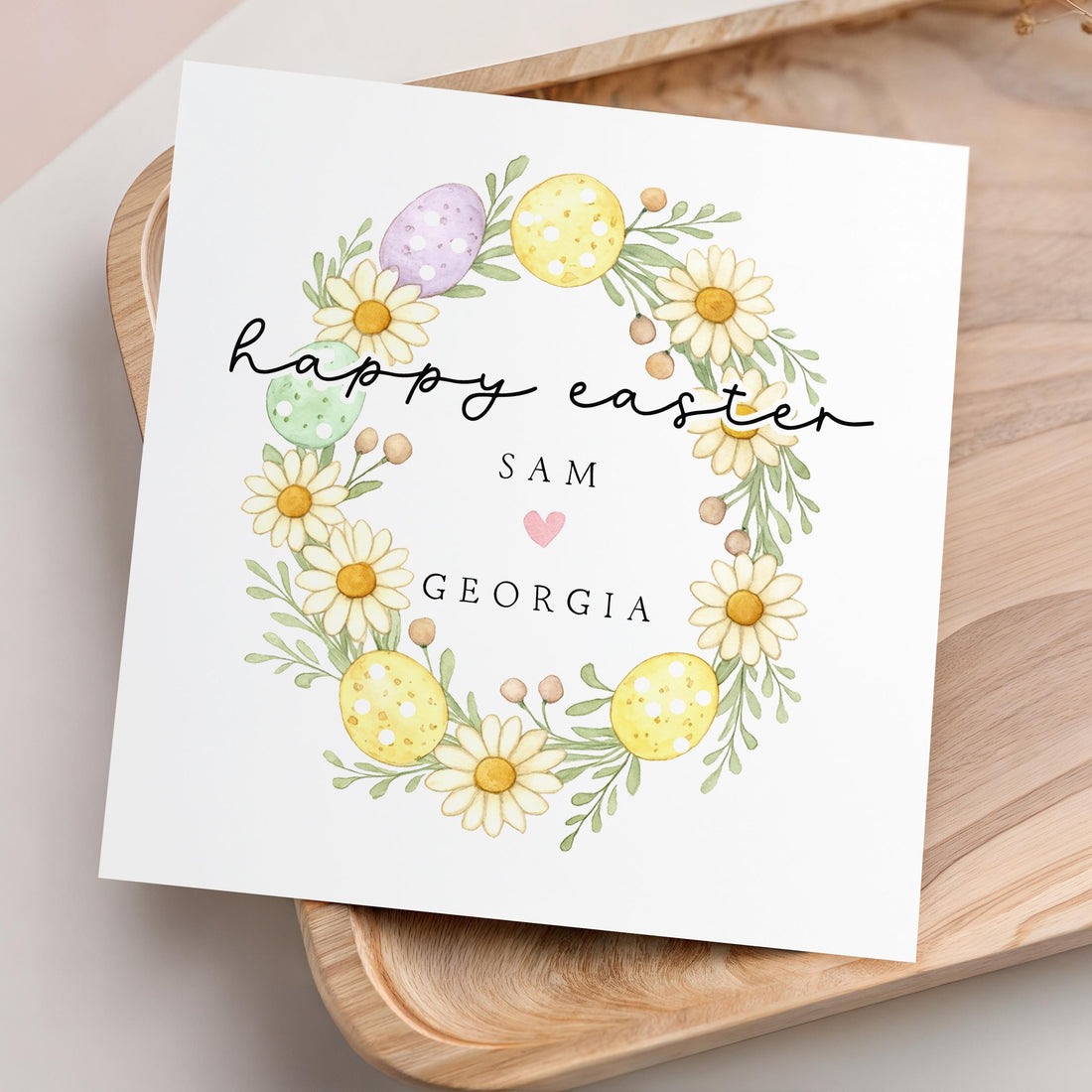 Personalised Easter Wreath Card, For Friends, Family, Son, Daughter