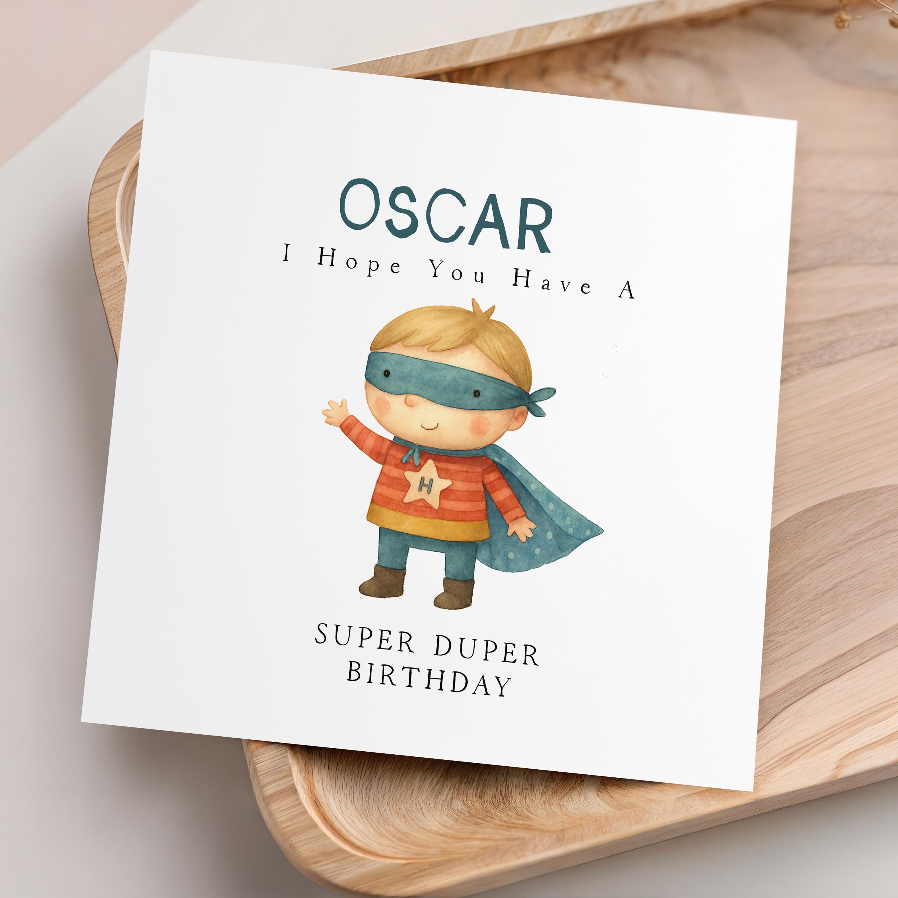 Personalized Superhero Birthday Card, Little Hero Design