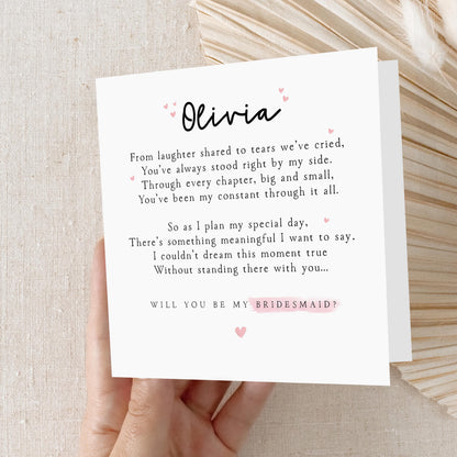 Will You Be My Bridesmaid Poem Card, Bridesmaid Proposal Card, Maid Of Honour Card