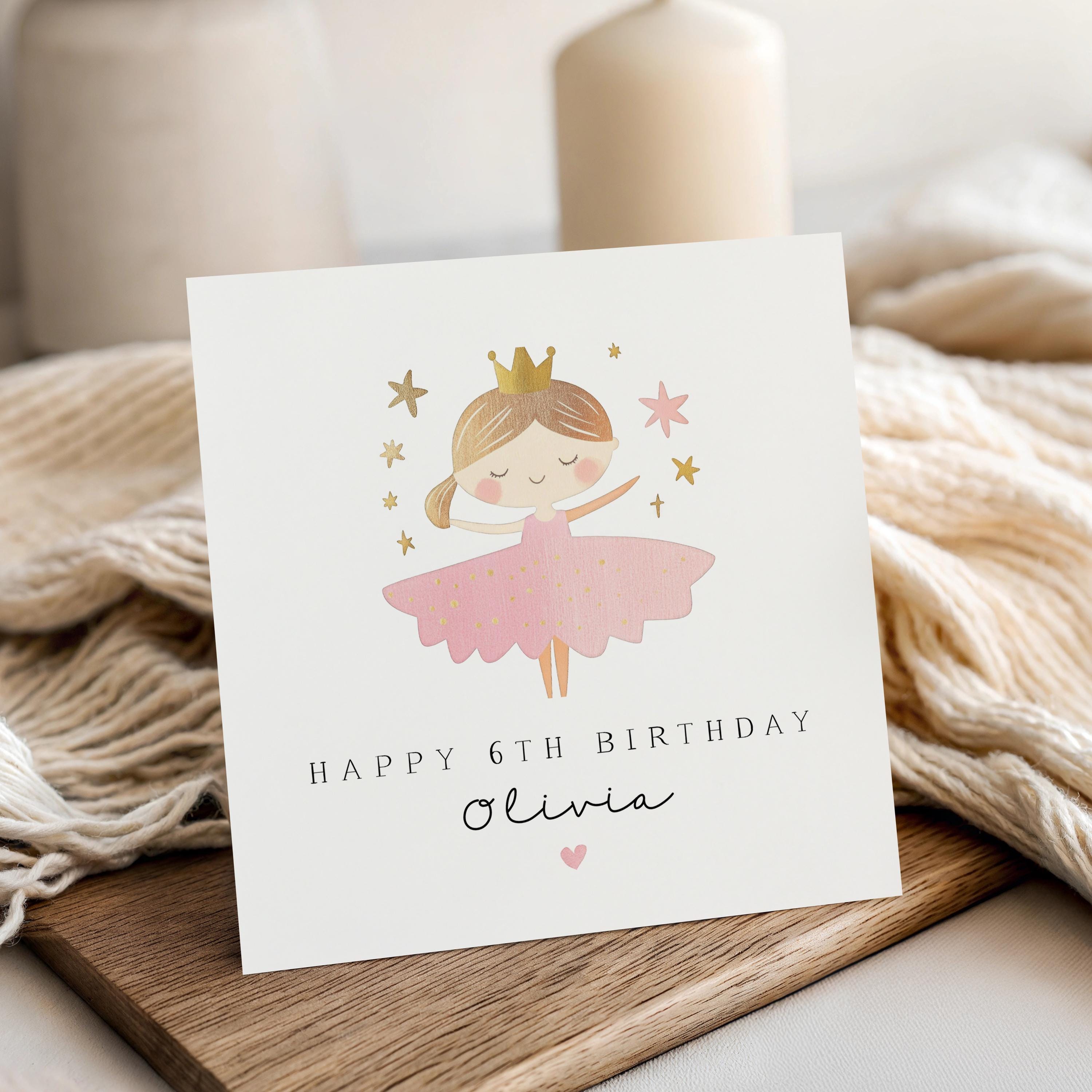 Personalised Princess Birthday Card, Girls Birthday Card, Princess Birthday, Any Age Card, For Granddaughter, Daughter, Niece, Princess Gift