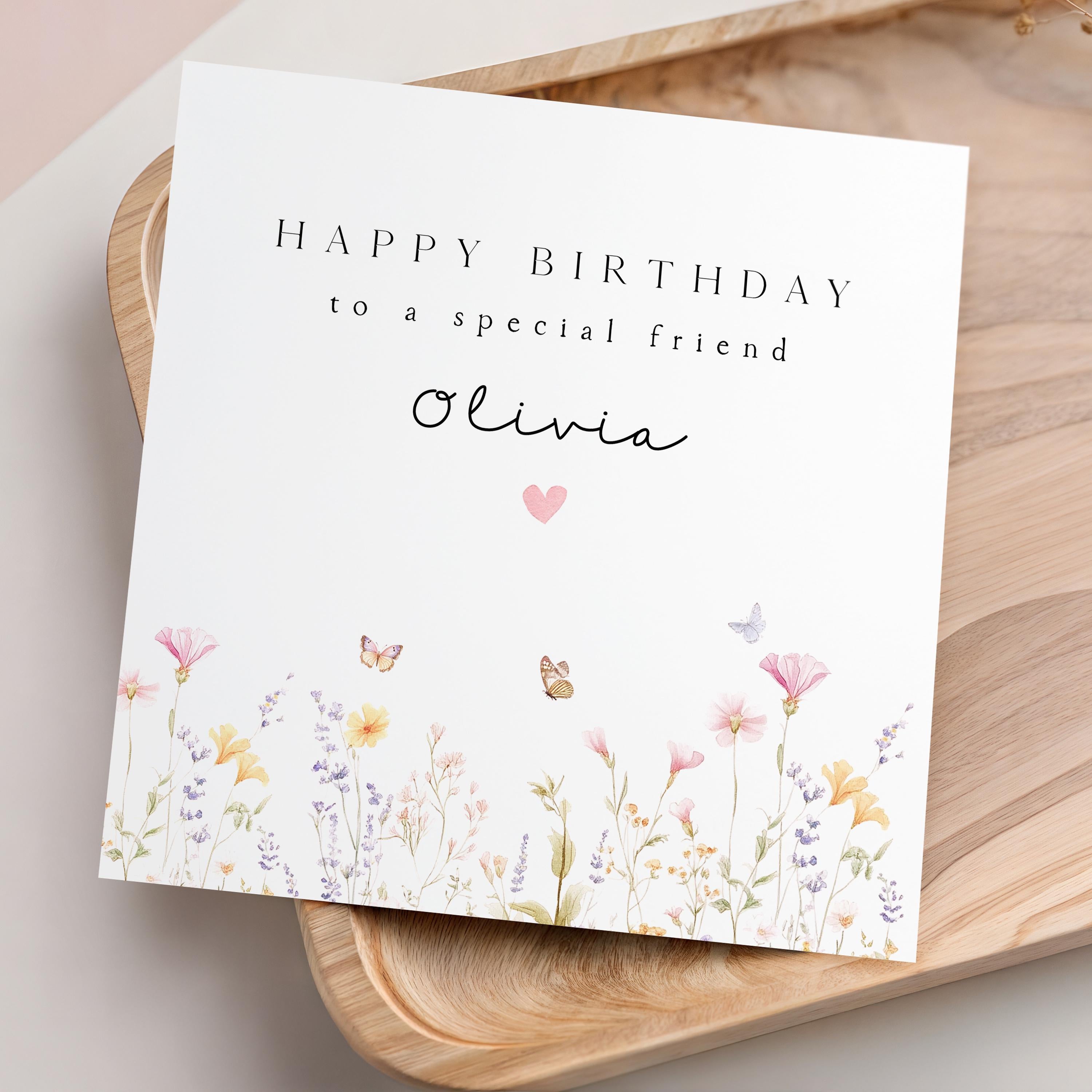 Special Friend Card, Personalised Birthday Card, Wildflowers, Bestie Birthday Card, Best Friend Gift, Happy Birthday Card