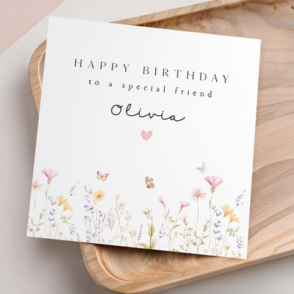 Special Friend Card, Personalised Birthday Card, Wildflowers, Bestie Birthday Card, Best Friend Gift, Happy Birthday Card