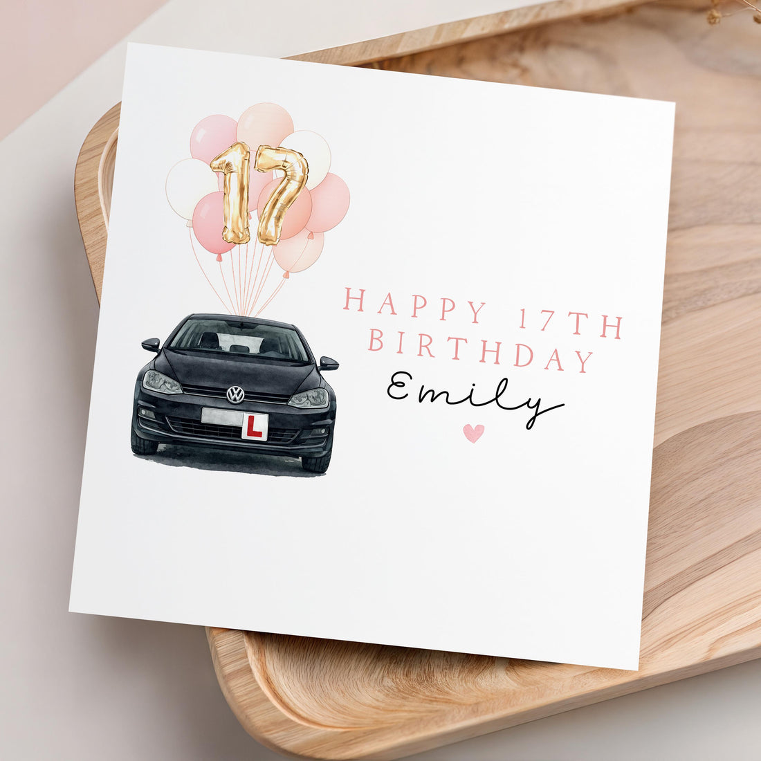 17th Birthday Card Personalised, Milestone Birthday, Seventeenth, Daughter, Granddaughter, Step Daughter Niece Birthday Card, Black Car