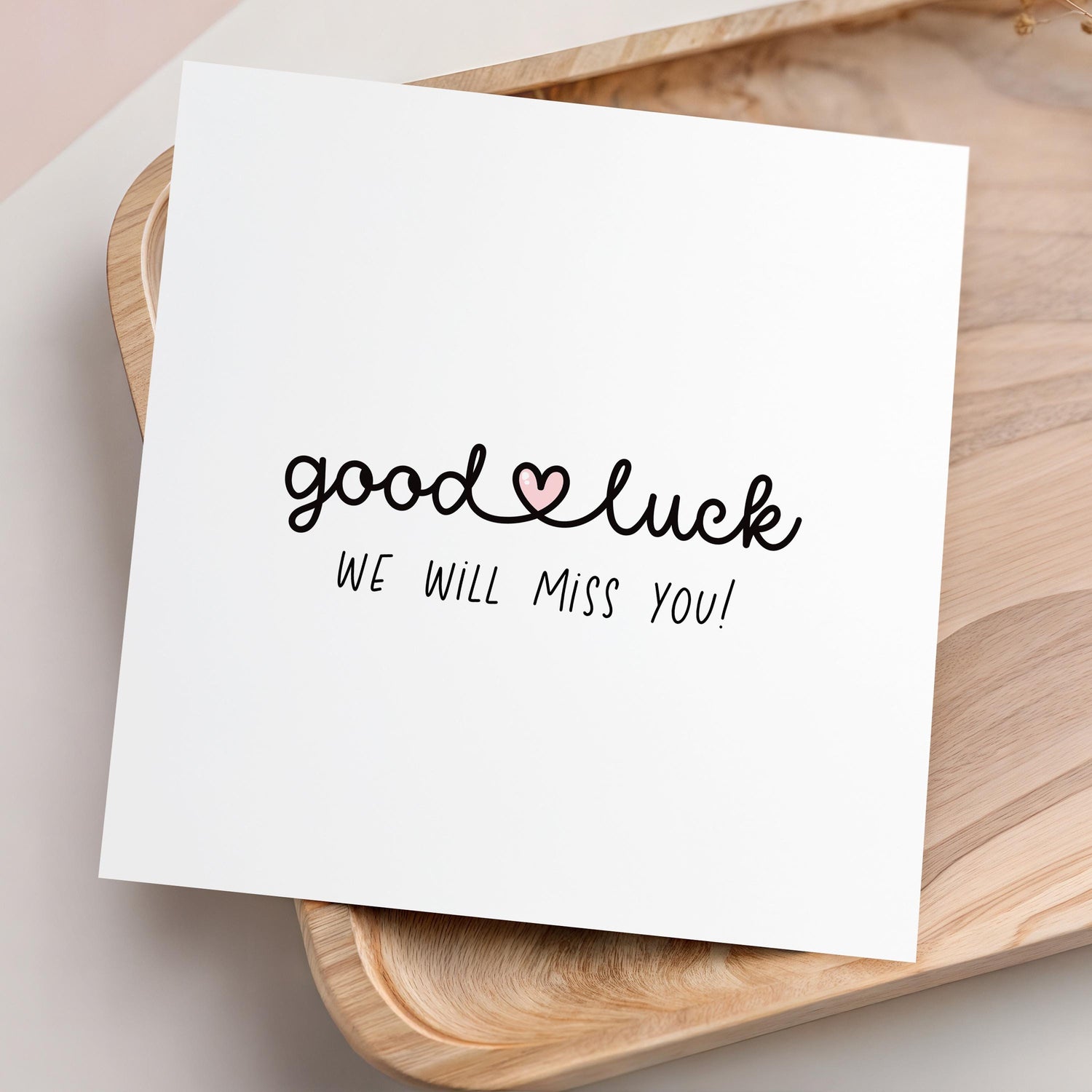 Good Luck Card, New Job, Minimalist Design Cursive Heart