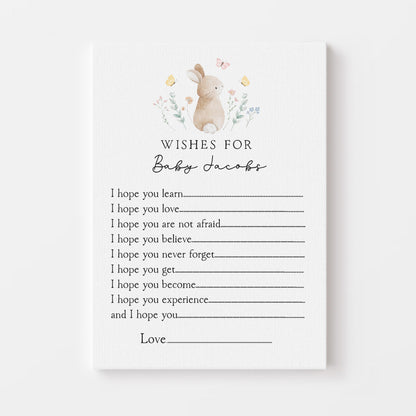 Personalised Baby Wishes Cards- Cute Bunny Theme- New Mum To Be-/Keepsake-Custom Baby Shower Cards-Baby Shower Games