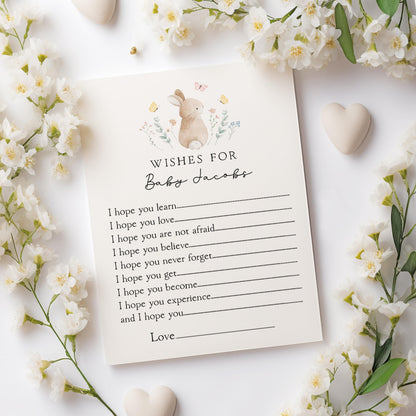 Personalised Baby Wishes Cards- Cute Bunny Theme- New Mum To Be-/Keepsake-Custom Baby Shower Cards-Baby Shower Games