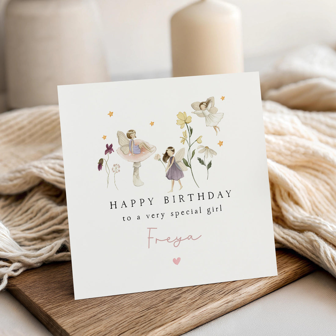 Personalised Fairy Princess Birthday Card, Kraft Envelope