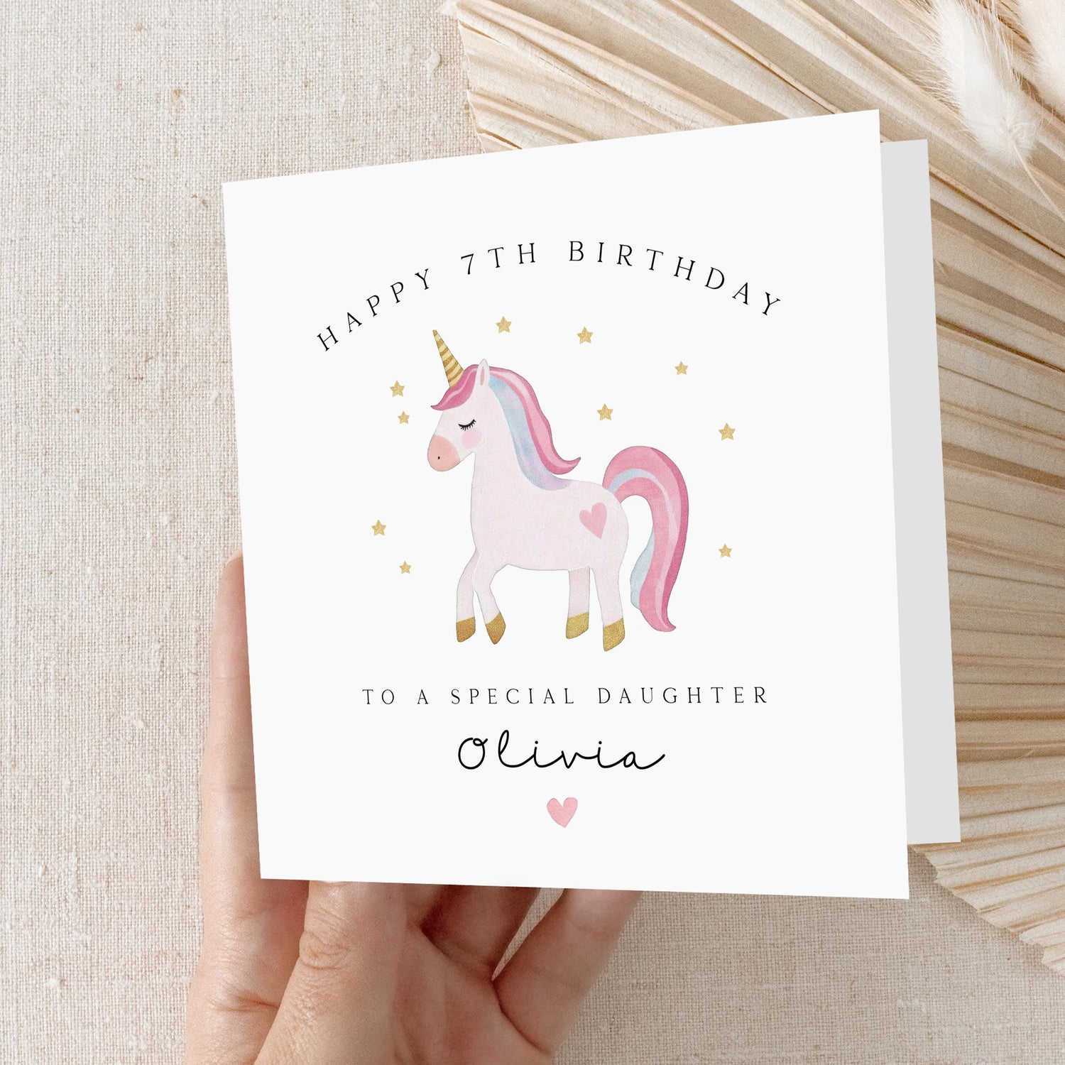 Personalised Unicorn Birthday Card, Girls Birthday Card, Unicorn Birthday, Any Age Card, For Granddaughter, Daughter, Niece, Unicorn Gift