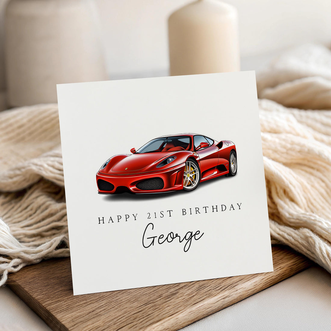 Personalised Boys Birthday Card, Custom Name & Age Card, Birthday Card For Son, Nephew, Grandson, Red Sports Car Design-8th,9th, Style 2