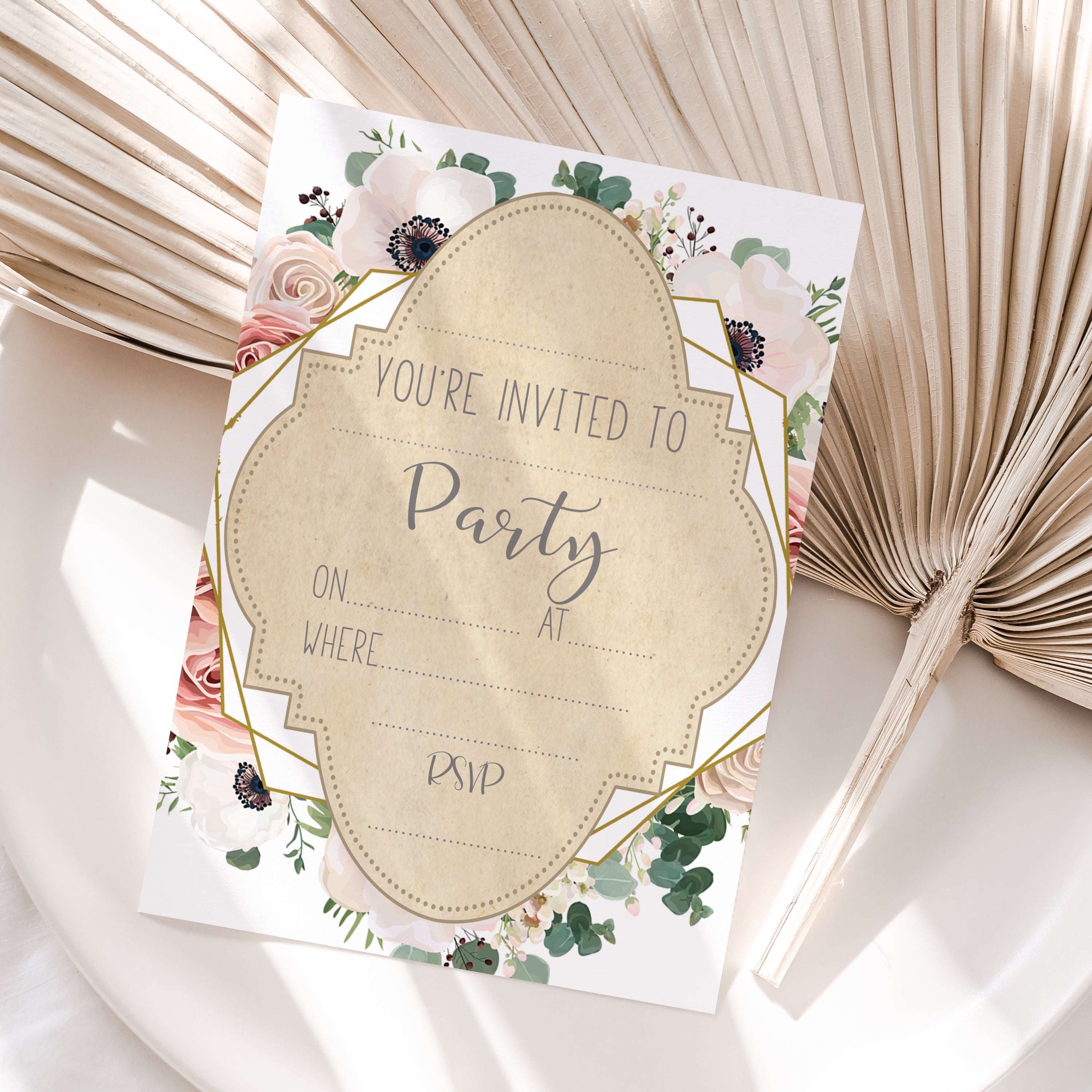 Boho Floral Vintage Style Invitations (With Envelopes)