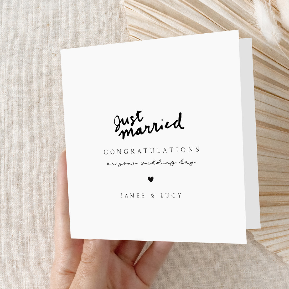 Personalised Just Married Boho Wedding Card
