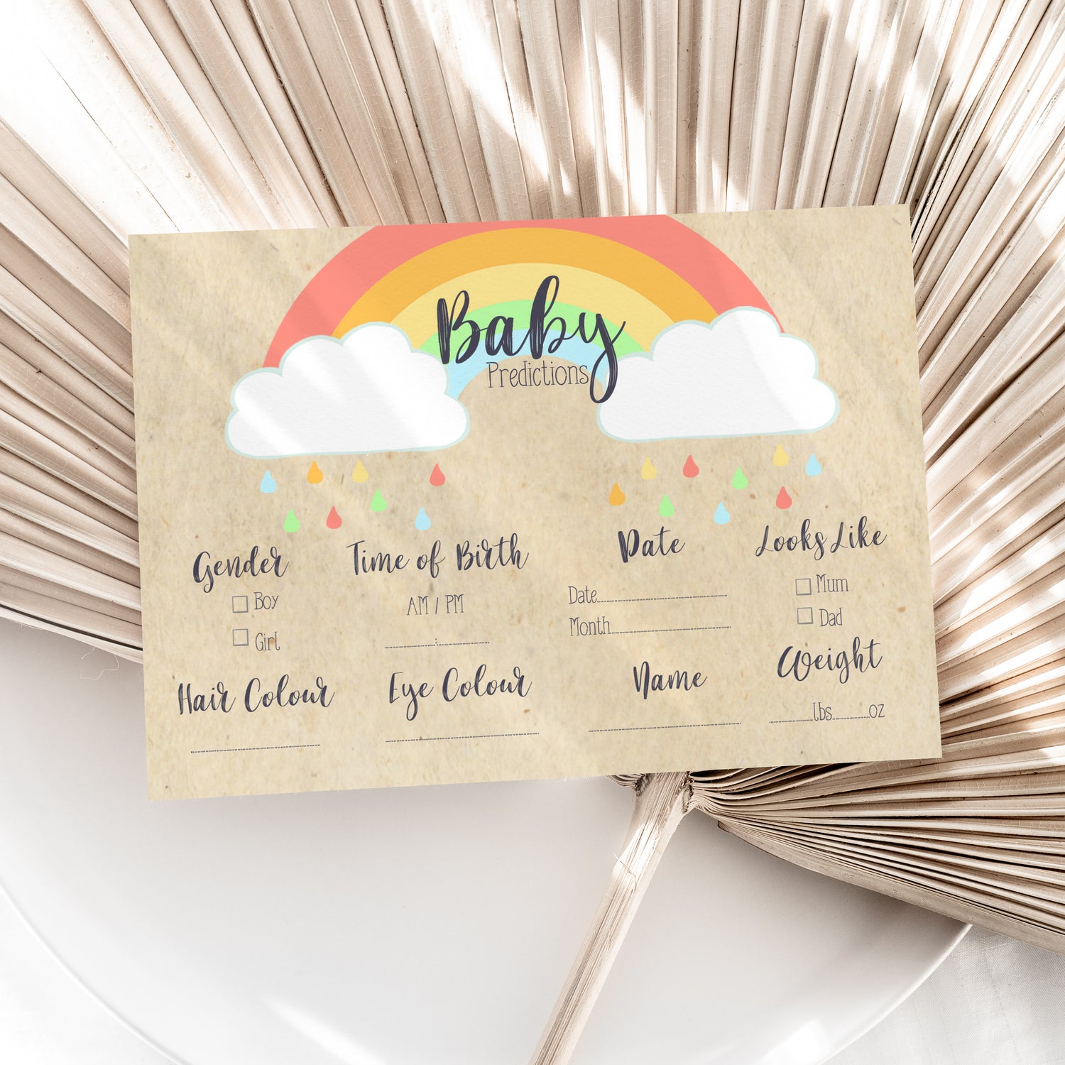 Rainbow Craft Baby Prediction Cards