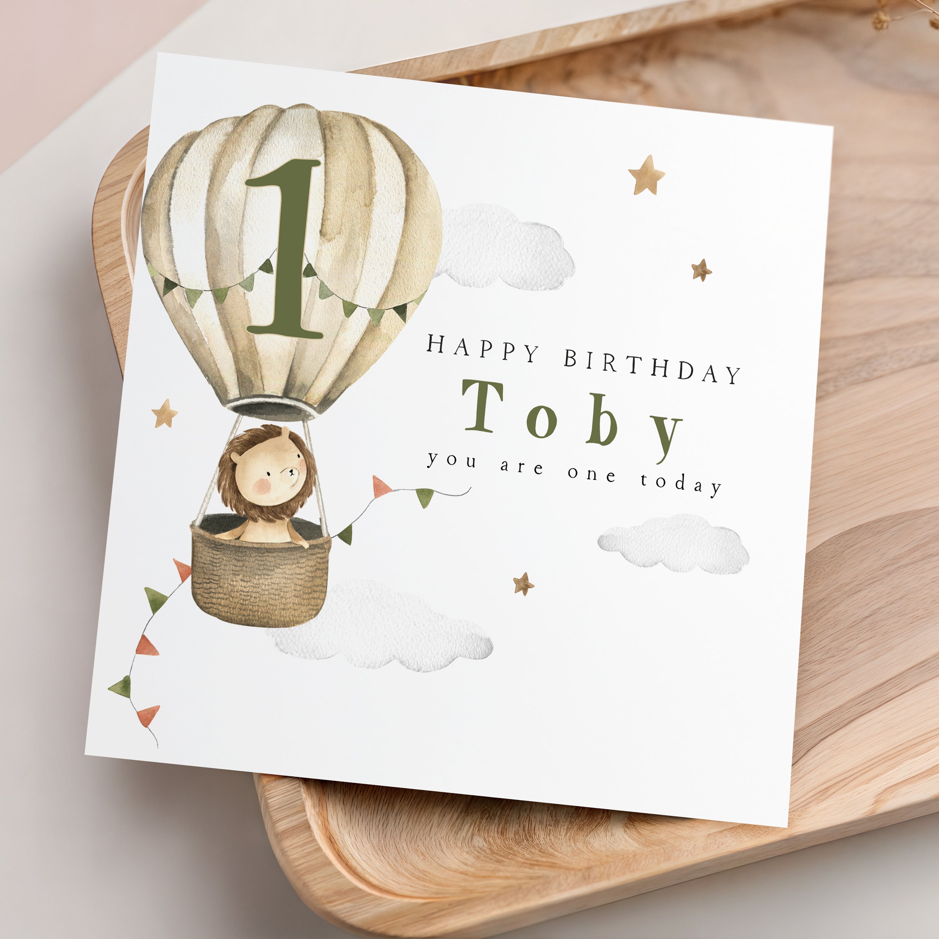 Safari Lion Hot Air Balloon Card Any Age