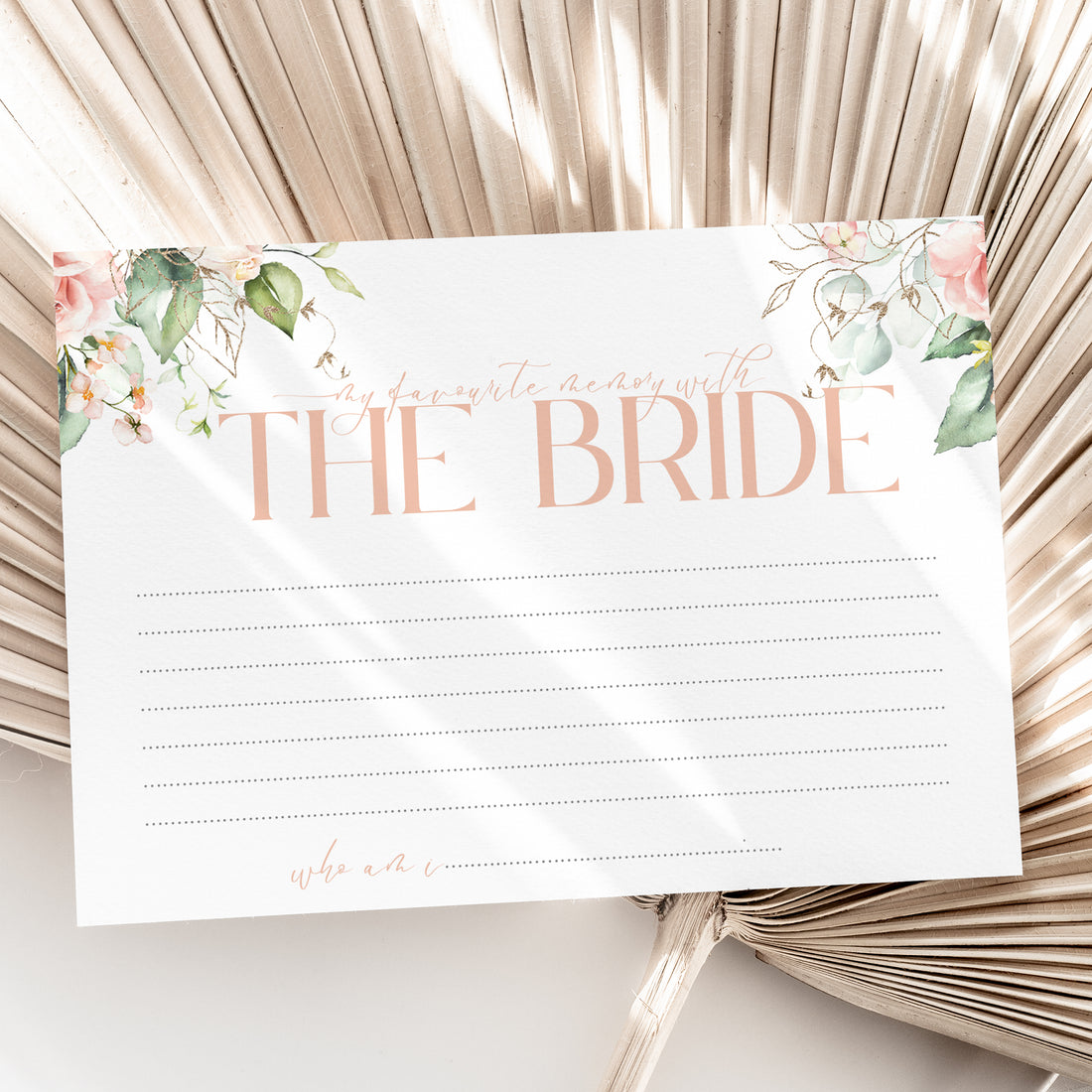 Boho Floral Rose Hen Favourite Memory With The Bride Game Cards