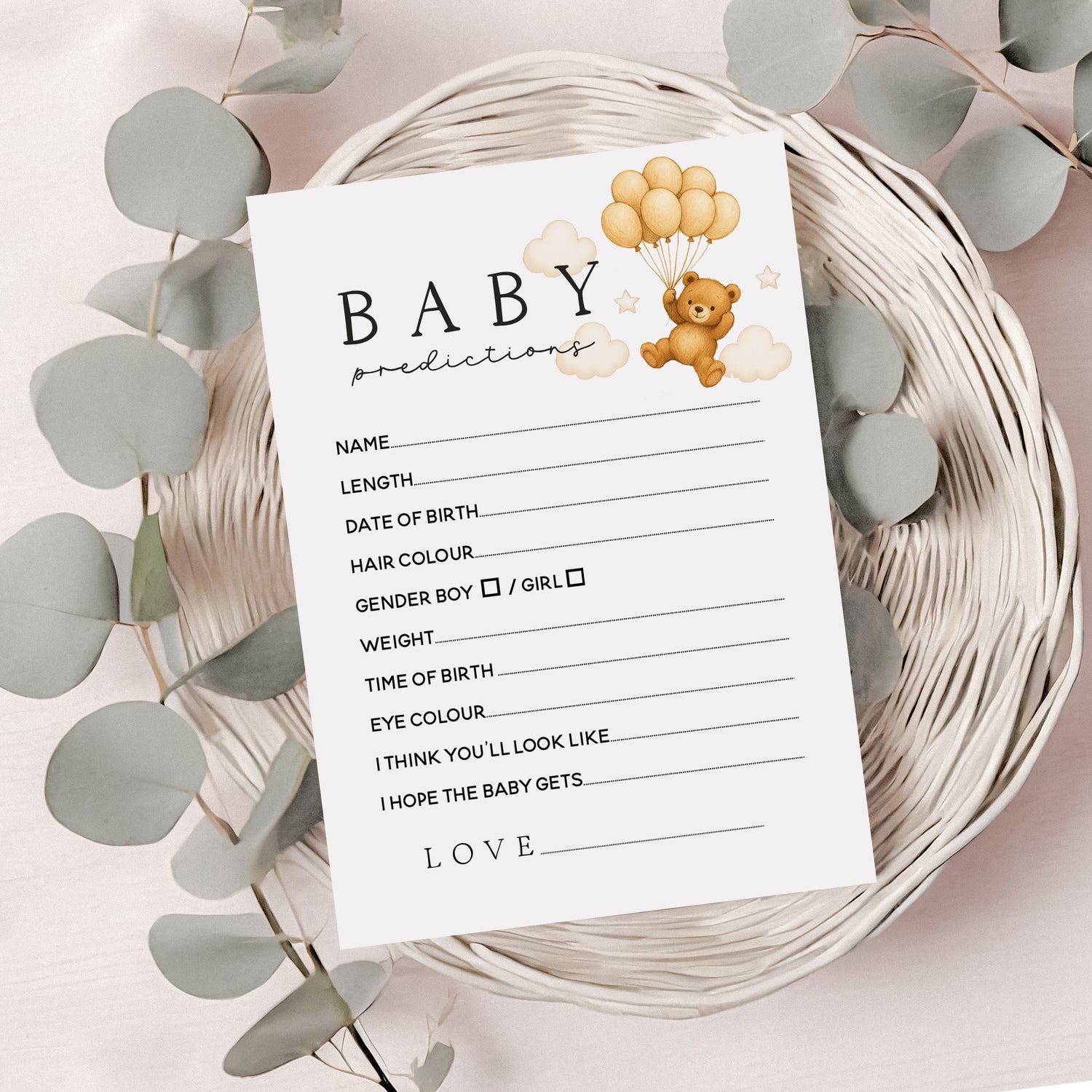 Cute Bear Baby Prediction Card A6