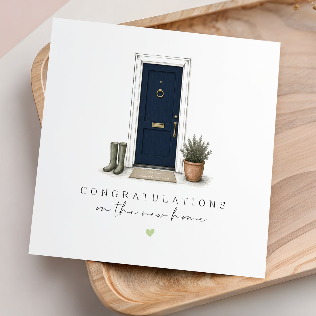New Home Card Personalised- New House Gift - New Home Card For Friends, Family-Congratulations On Your New Home Blue Door -Moving Card