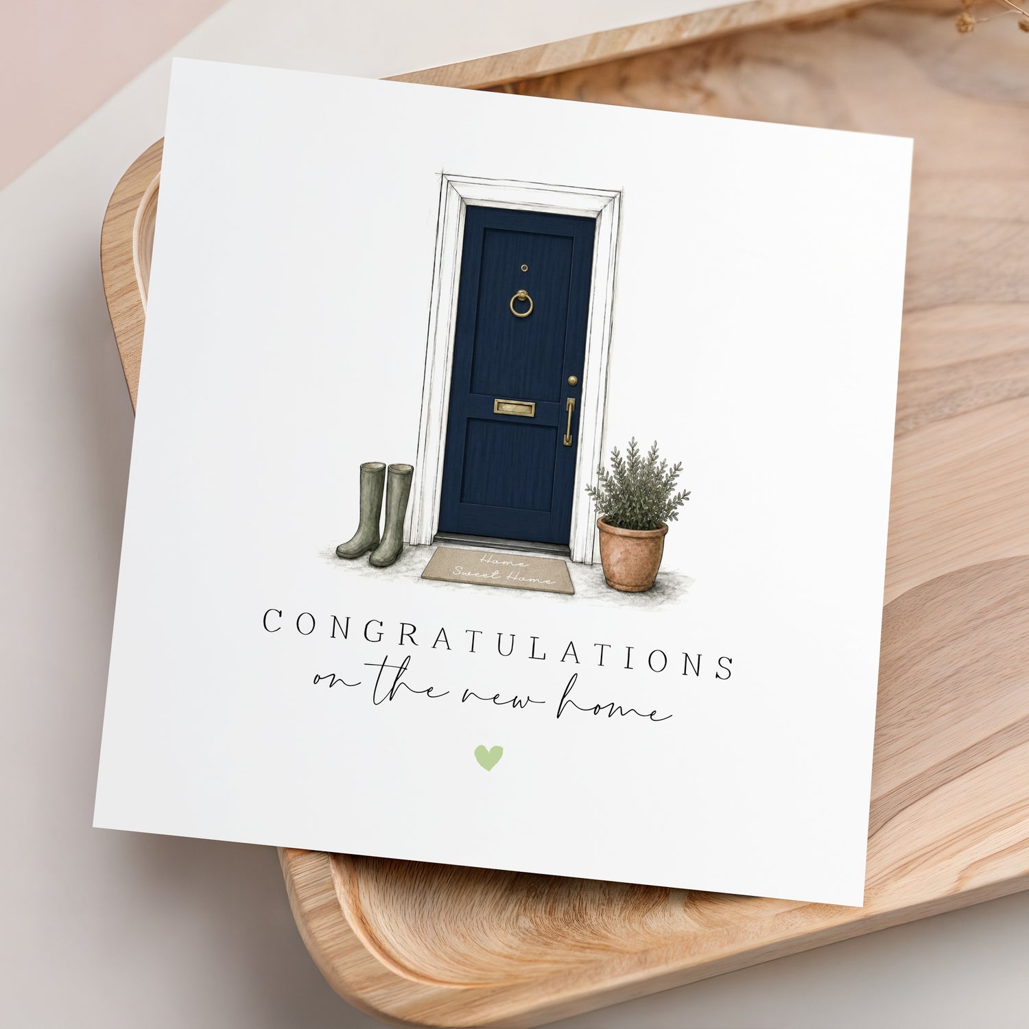 New Home Card Personalised- New House Gift - New Home Card For Friends, Family-Congratulations On Your New Home Blue Door -Moving Card