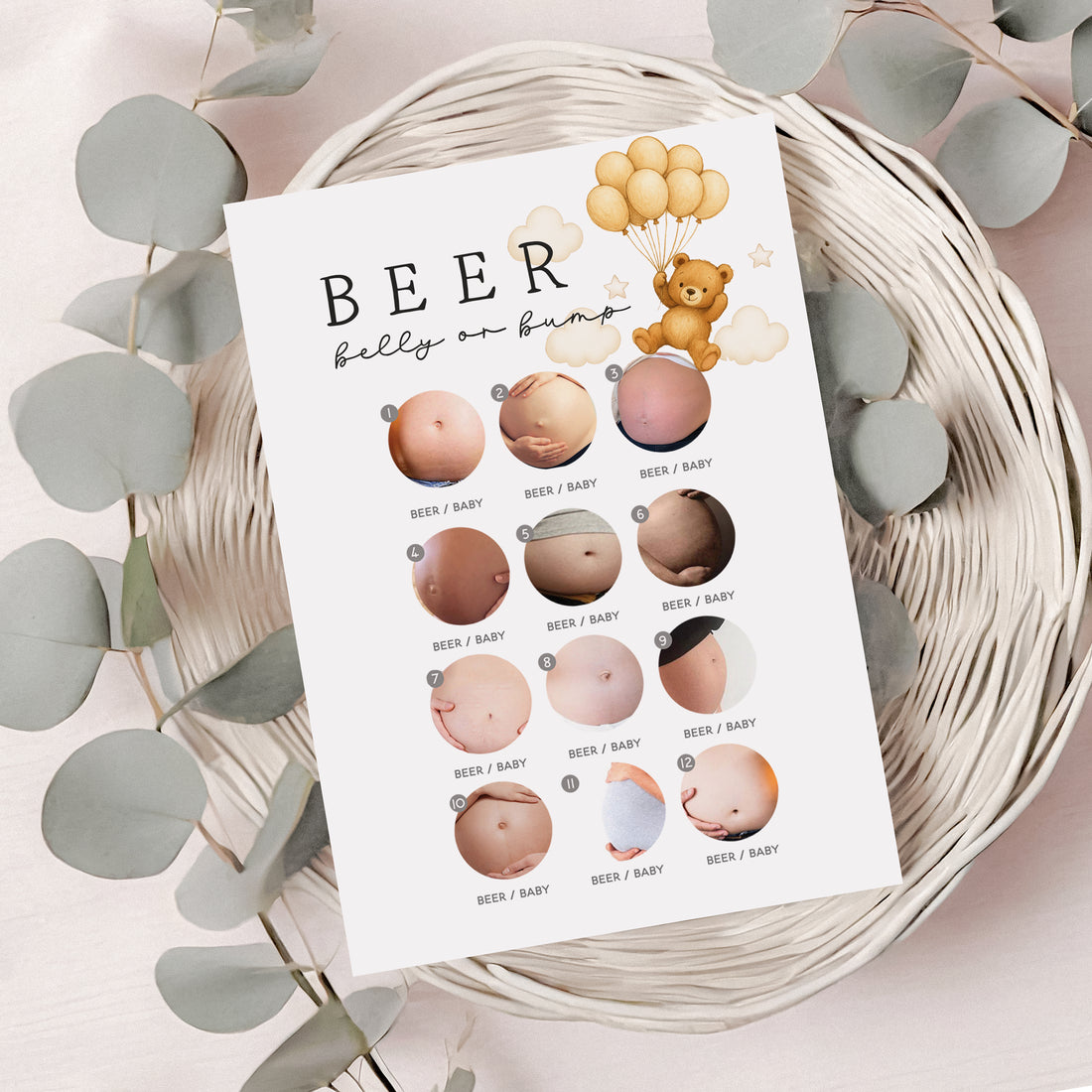 Cute Bear Beer Belly Or Bump Card A6