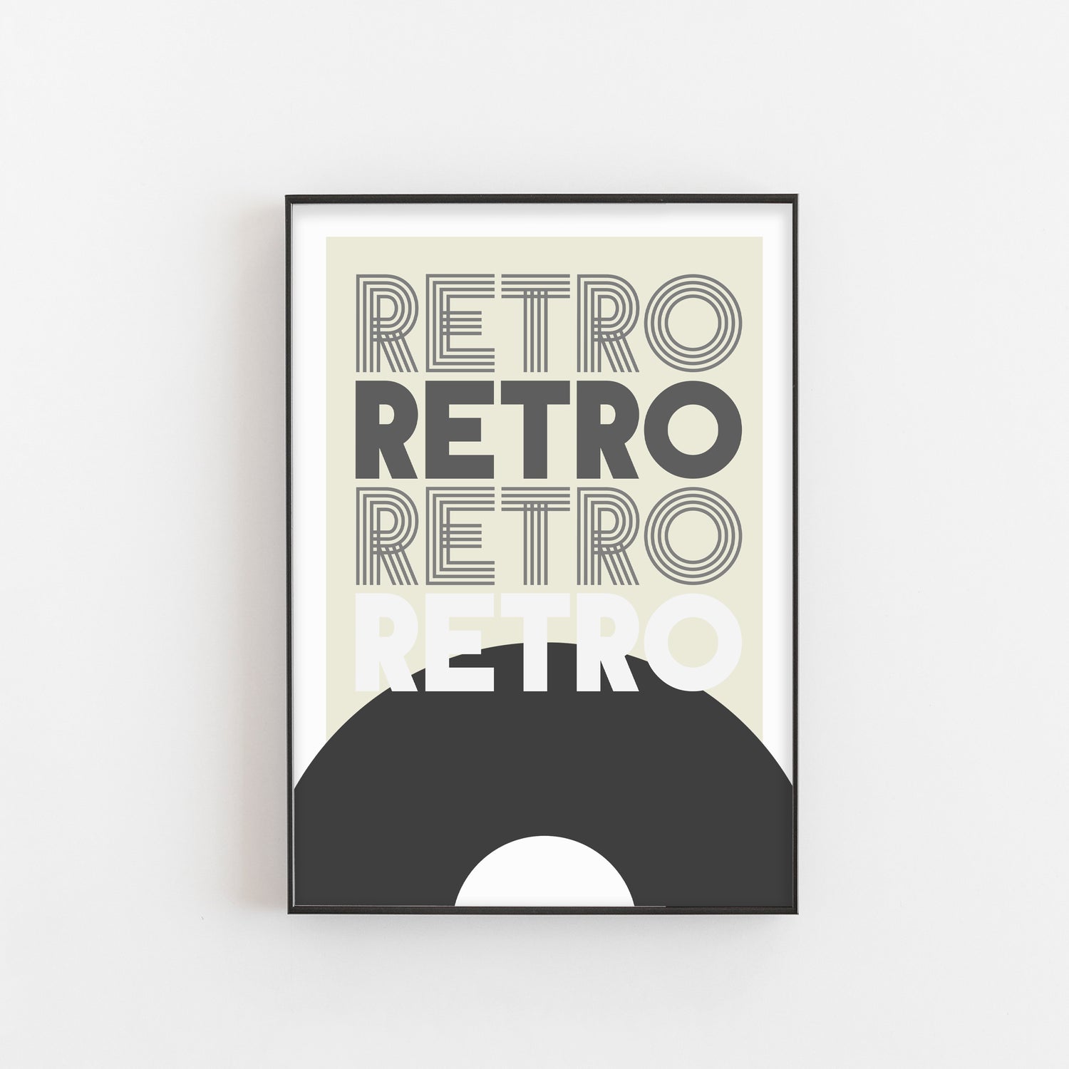 Retro Vinyl Ochre &amp; Grey Print