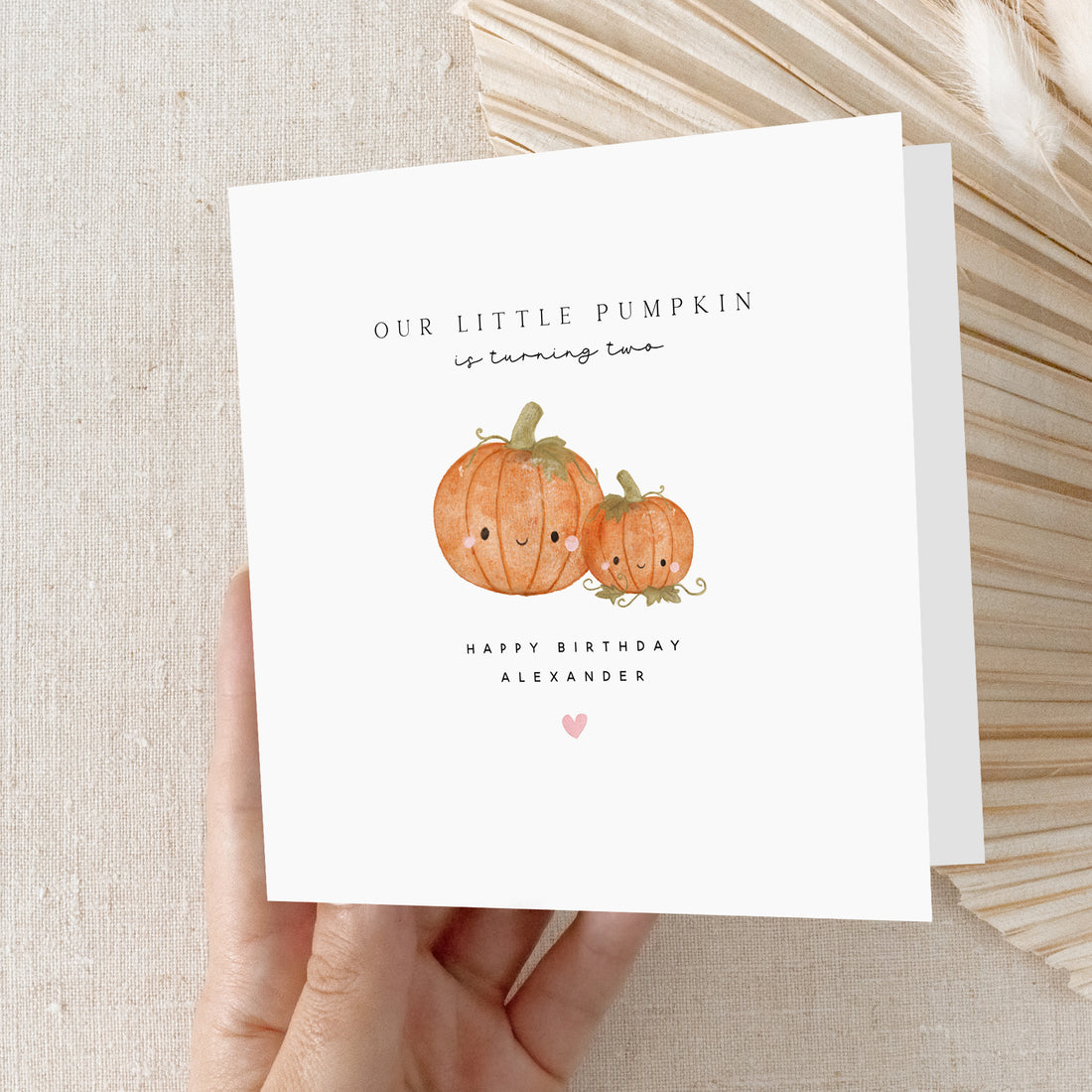 Personalised 2nd Birthday Cute Pumpkin Card