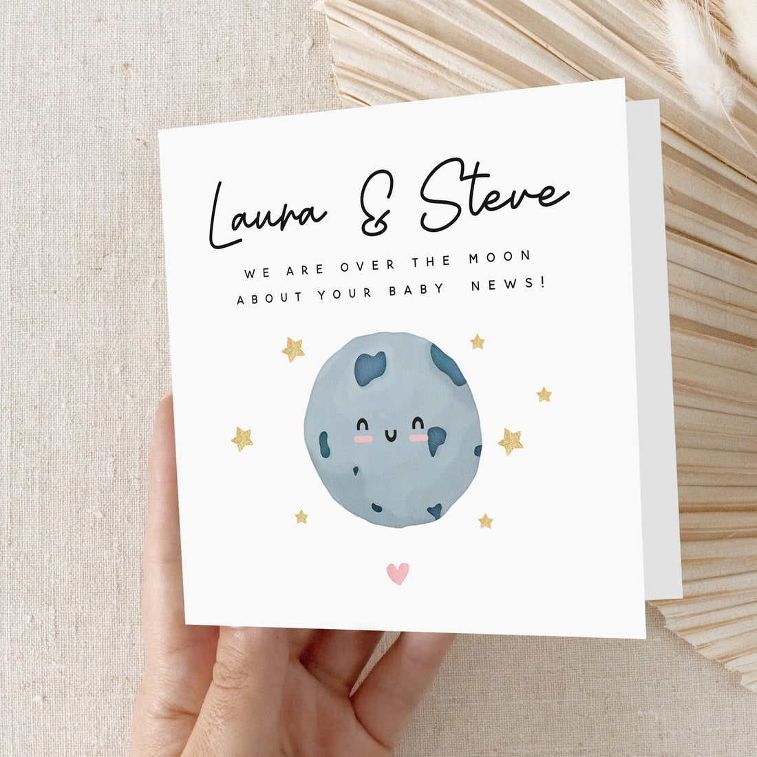 Personalised Over The Moon Pregnancy Congratulations Card