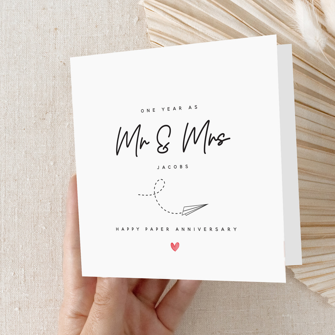 Personalised First Year Paper Anniversary Card