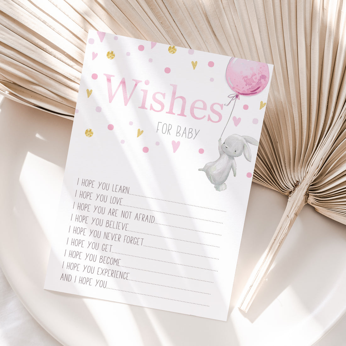 Pink Rabbit Wishes For Baby Cards