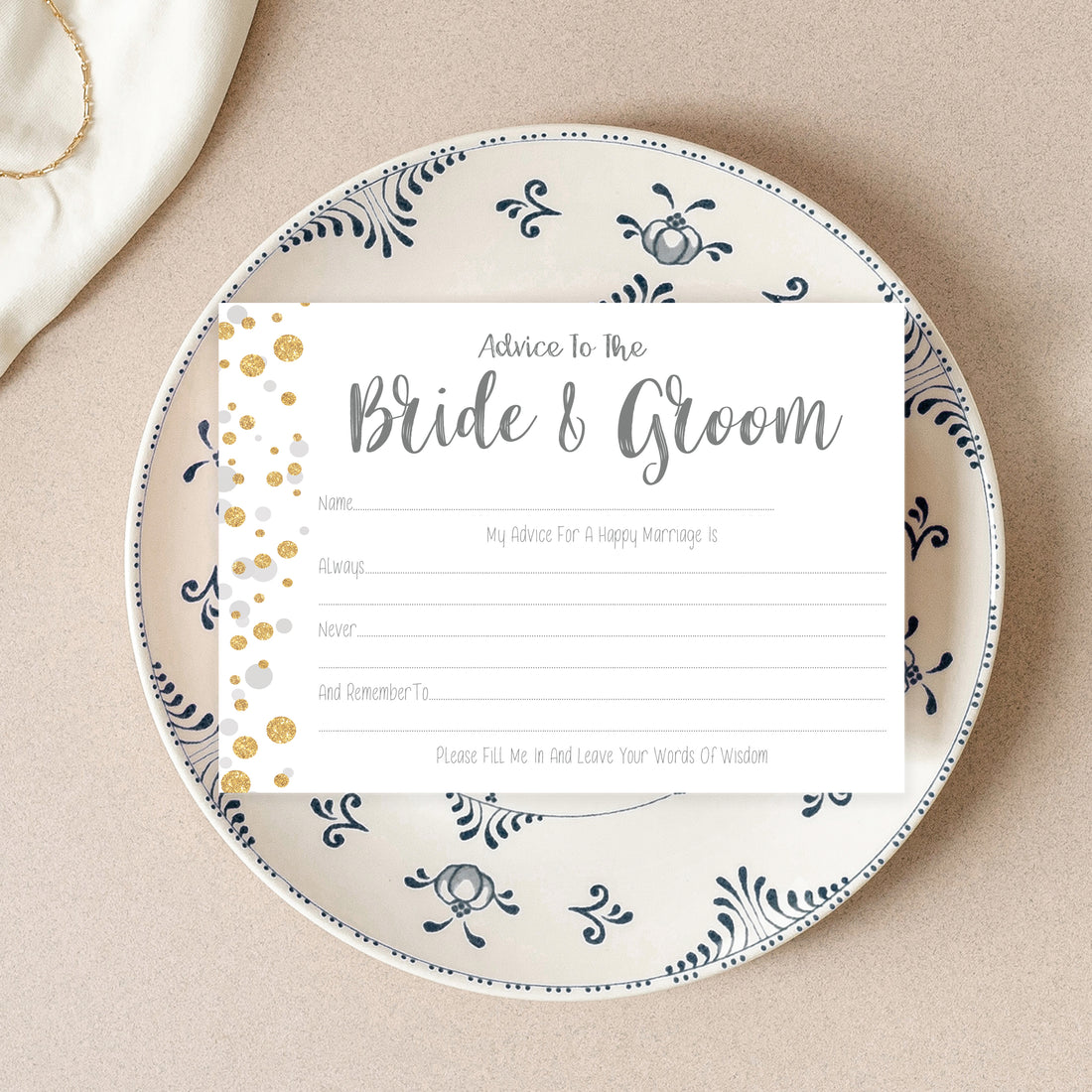 Polka Dot Wedding Advice To The Bride and Groom Cards