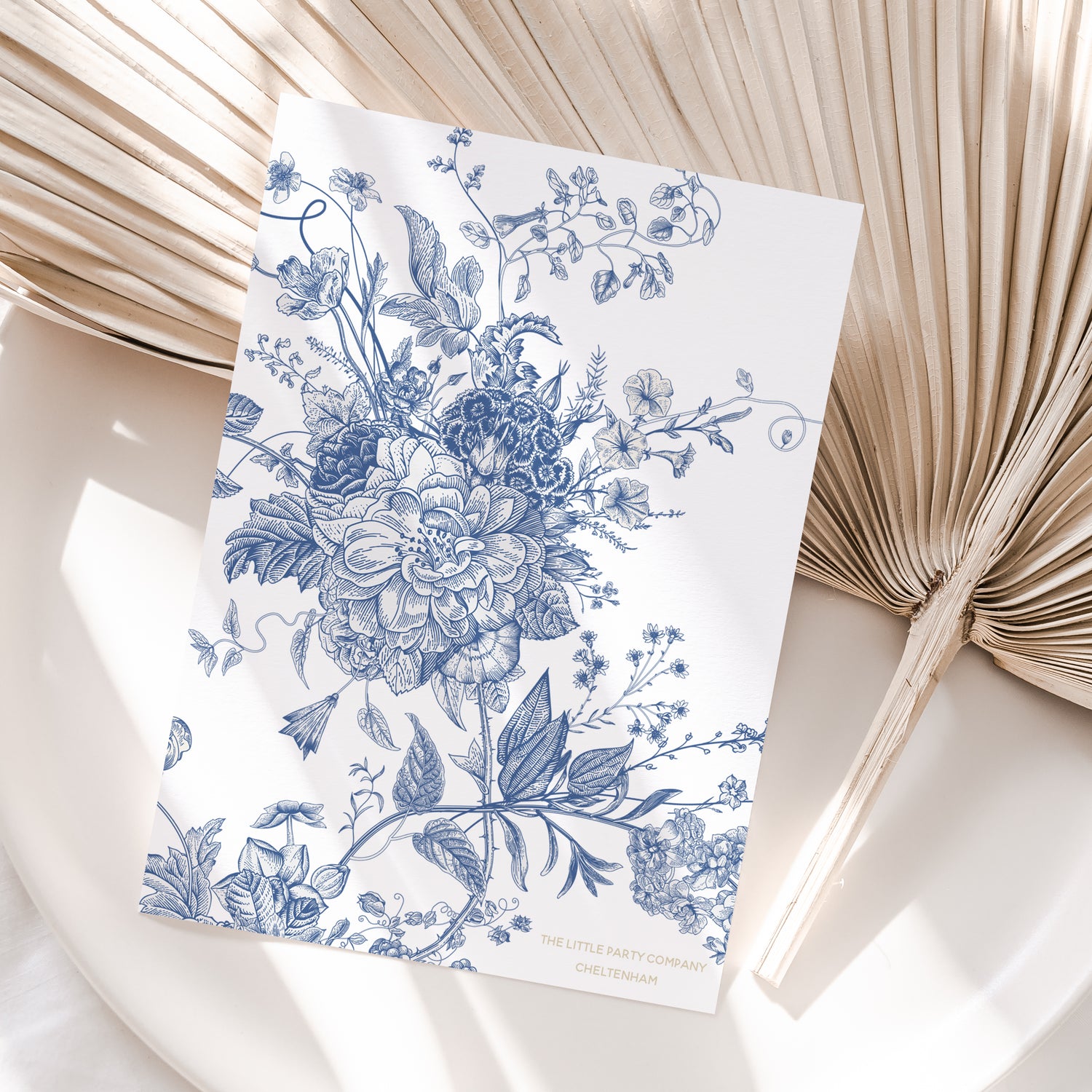 Boho Botanical Blue Porcelain Wishes For Baby Cards