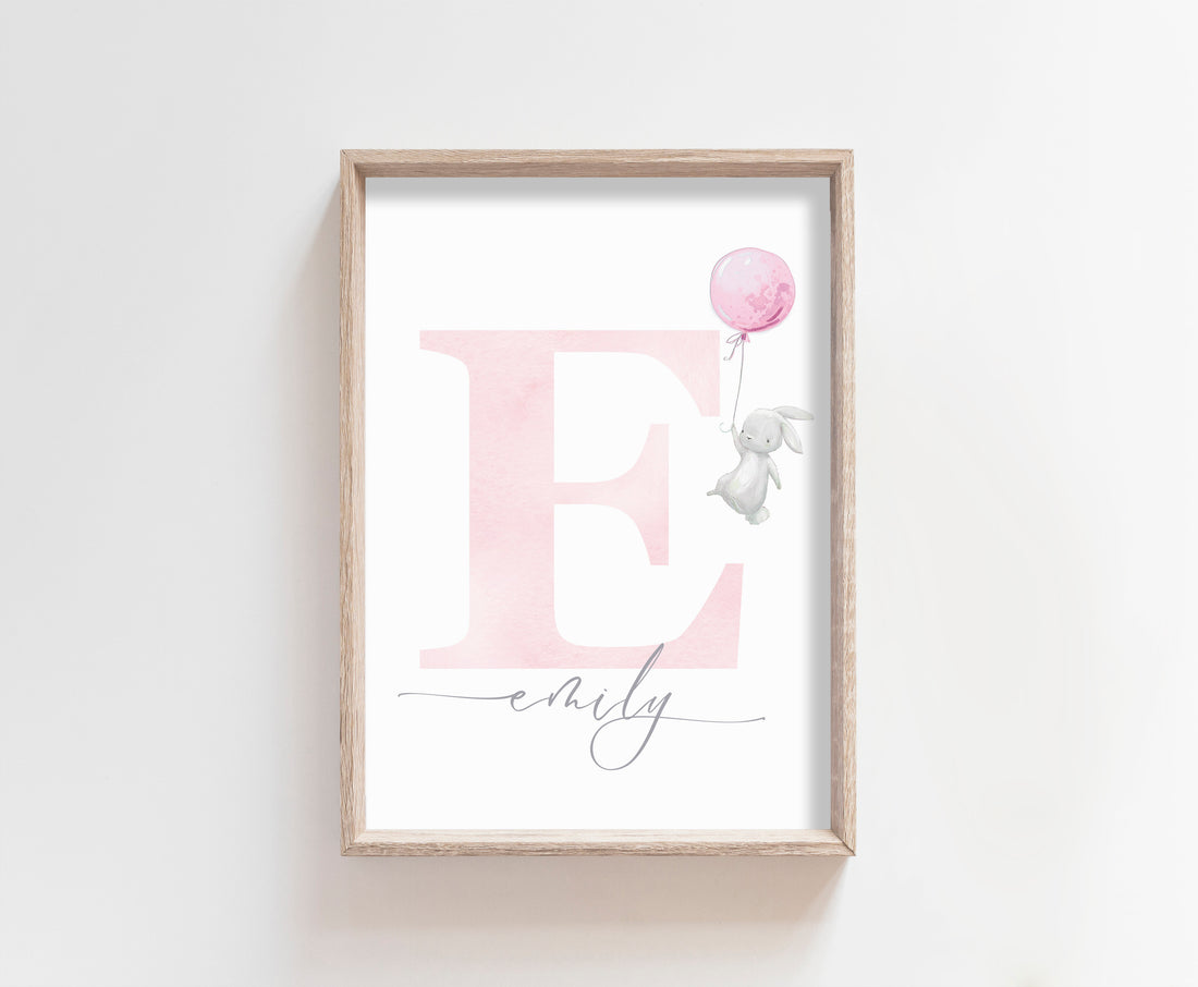 Personalised Cute Rabbit Name Print