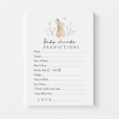 Cute Bunny Rabbit Baby Predictions Personalised Card A6
