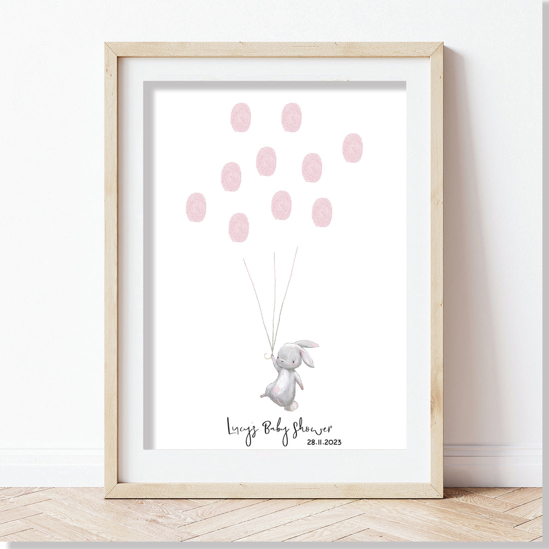 CUTE Rabbit Personalised FINGERPRINT GUEST BOOK