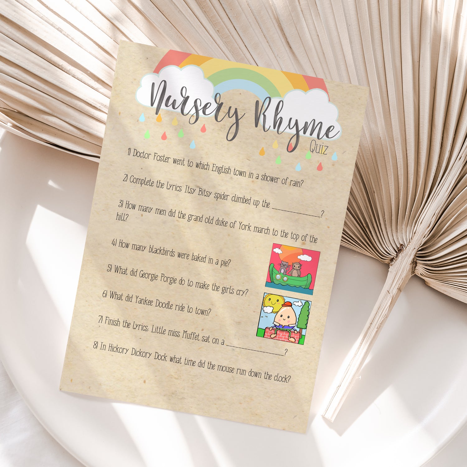 Rainbow Craft Nursery Rhyme Game Cards