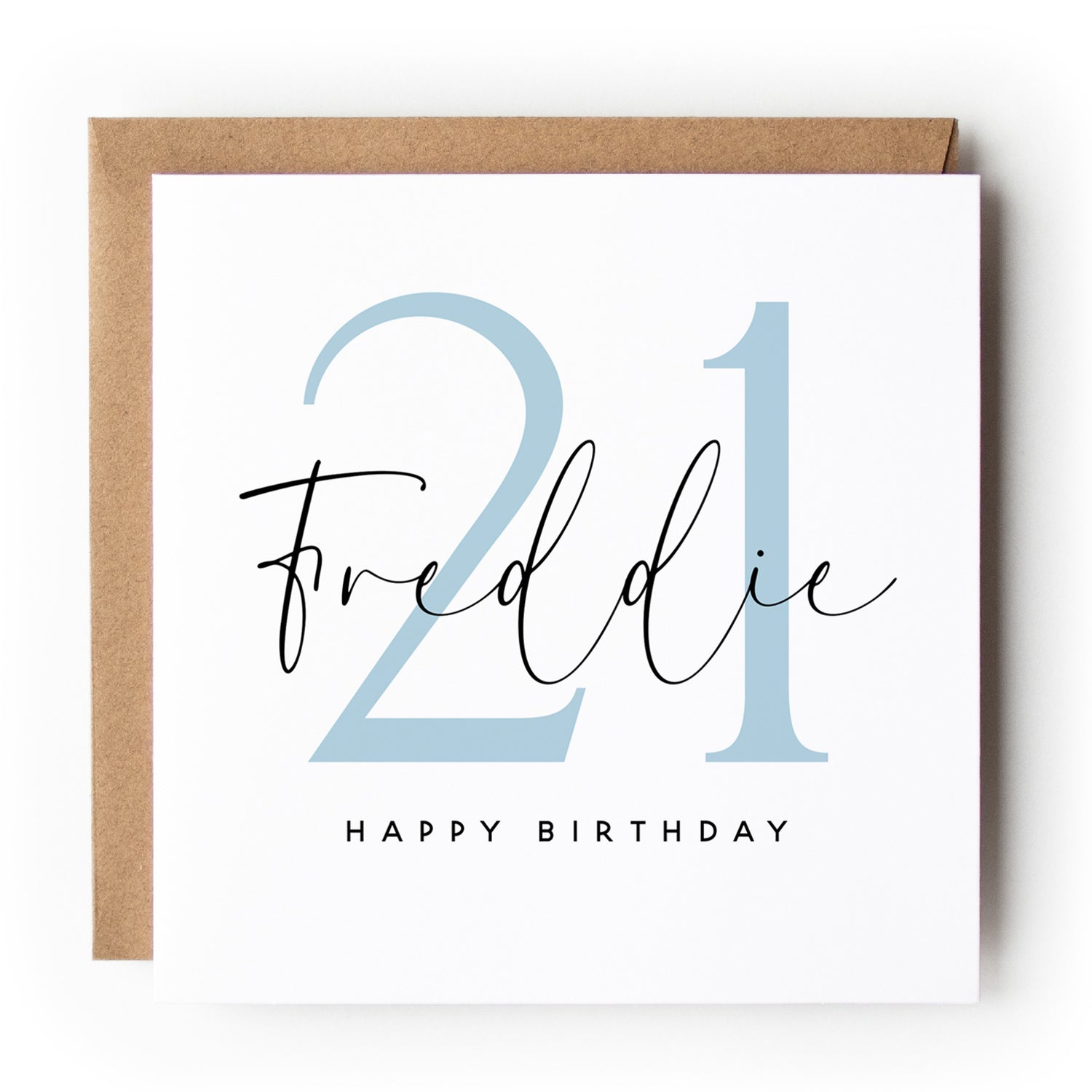 Blue Minimal Script Any Age Birthday Card