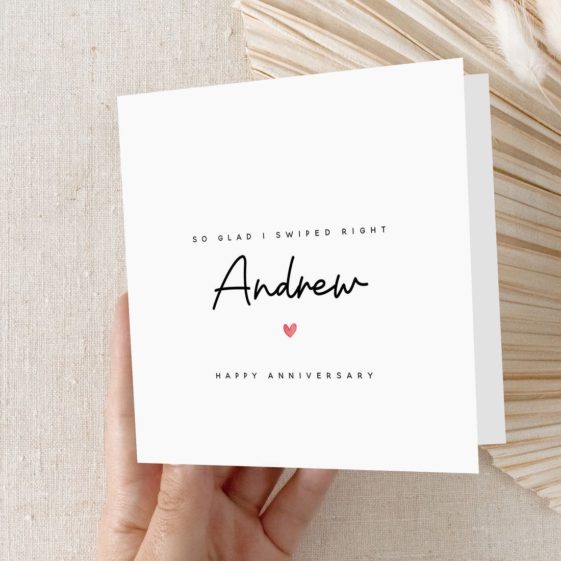 Personalised Glad I Swiped Right Anniversary Card