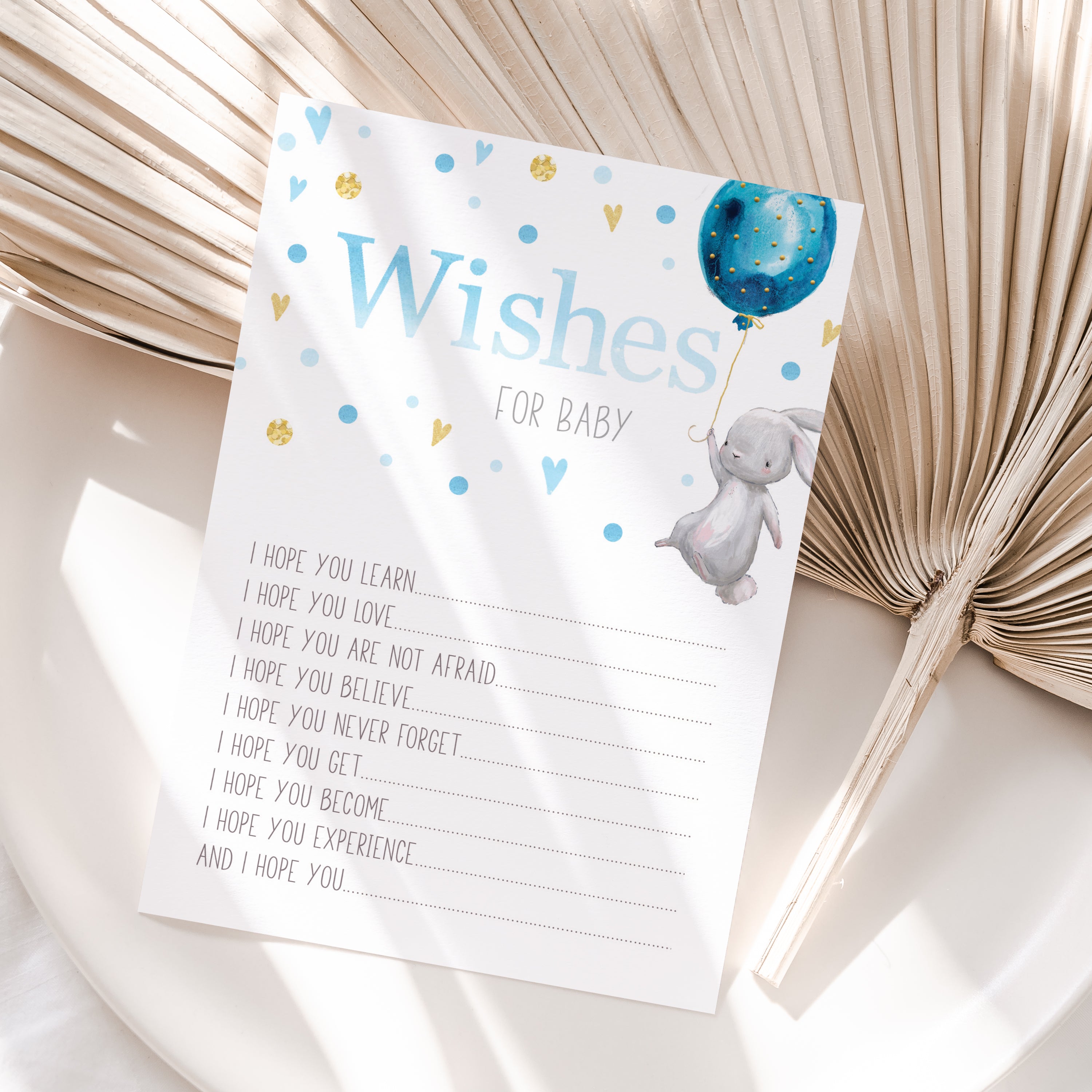 Blue Rabbit Wishes For Baby Cards