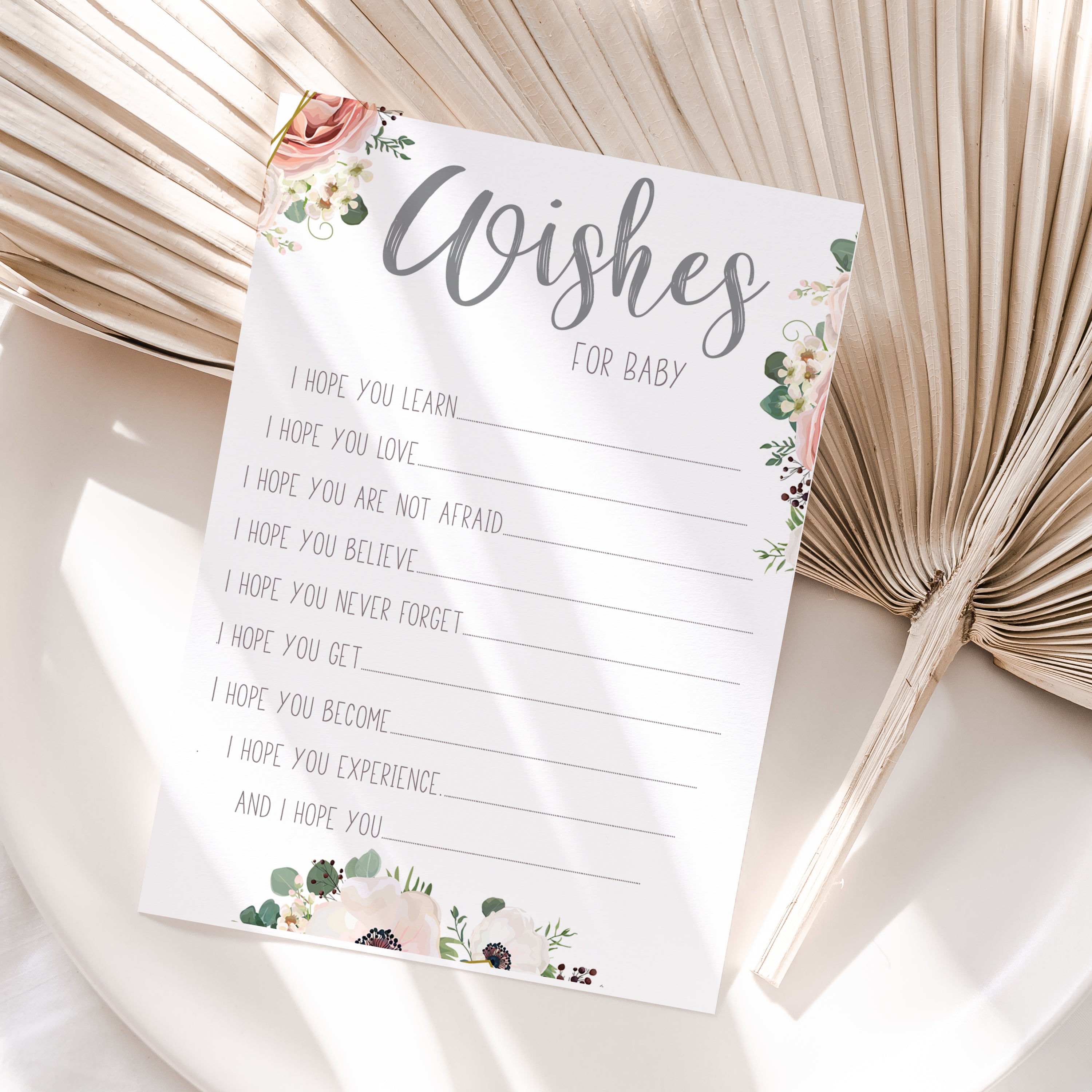 Boho Floral Wishes For Baby Cards