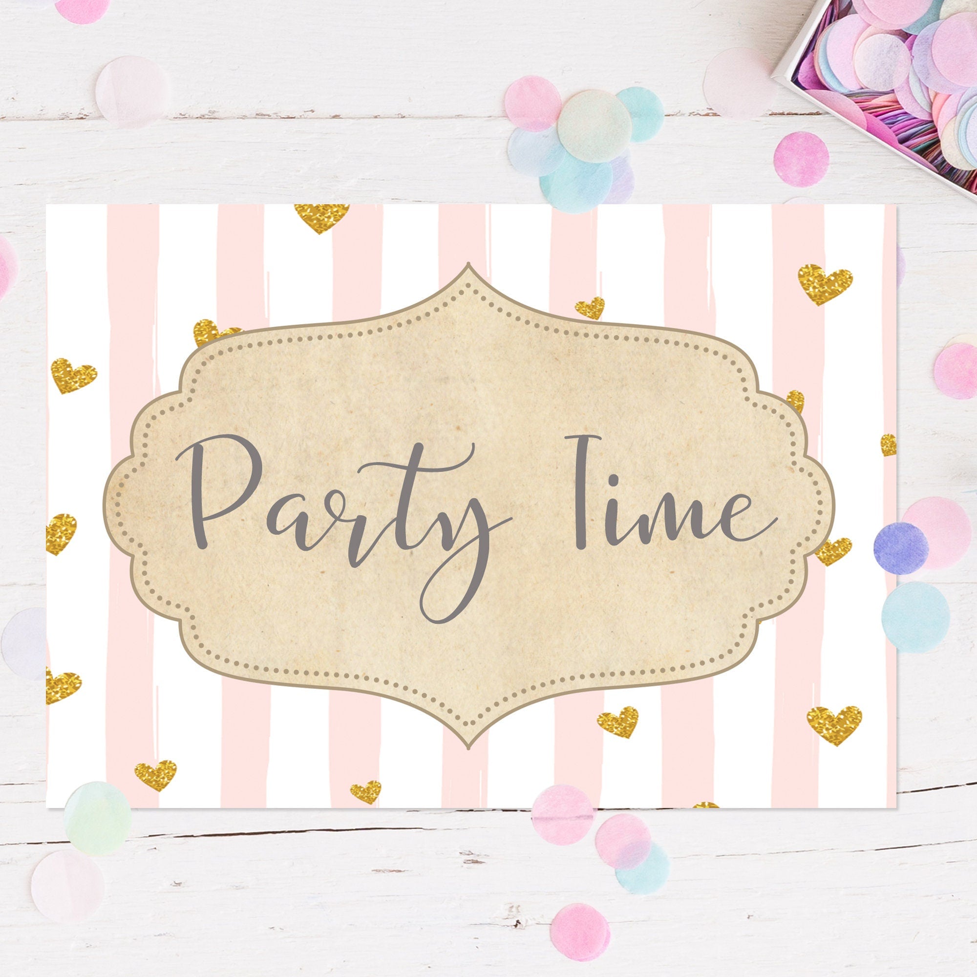 Pink Stripe Party Invites