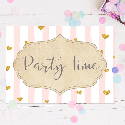 Pink Stripe Party Invites