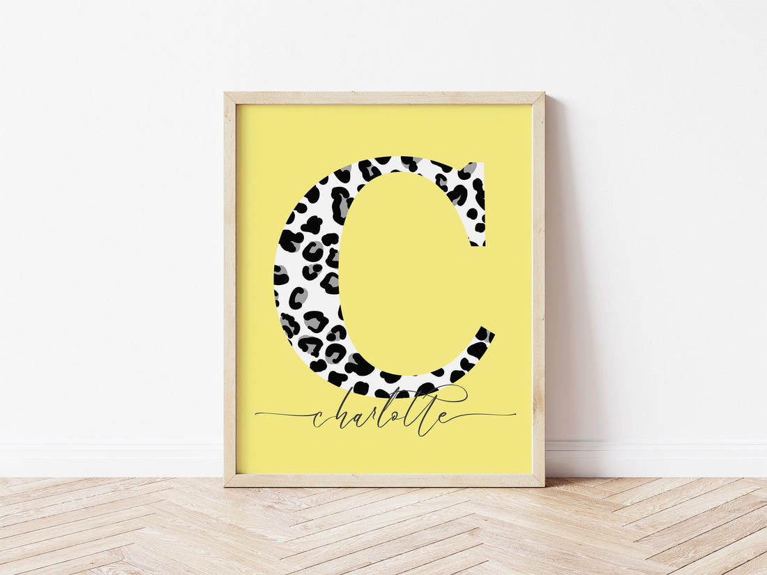 personalised leopard print name Print