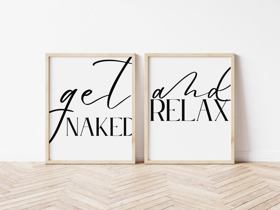 Get Naked &amp; Relax Bathroom Prints Double Pack
