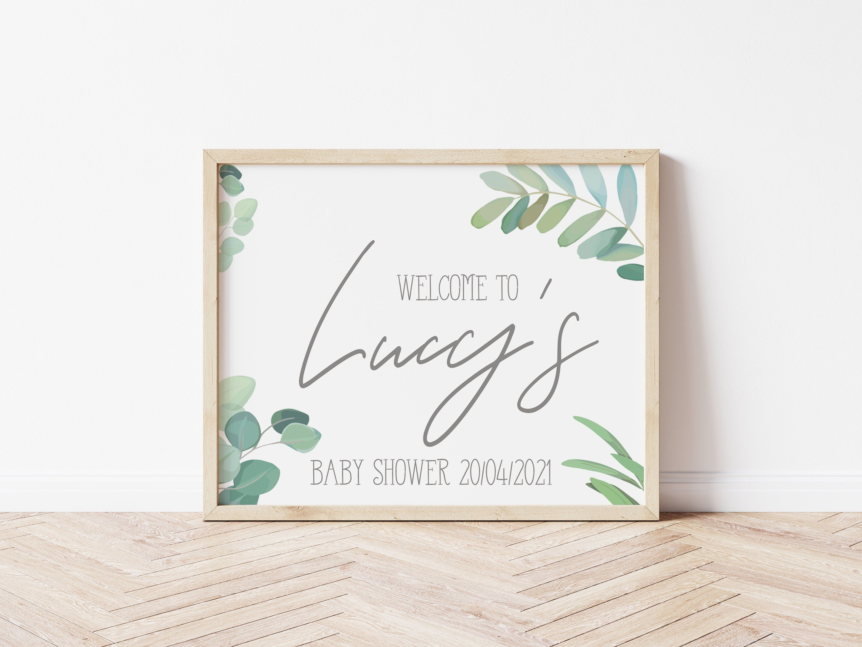 Botanical Green Baby Shower Personalised Sign