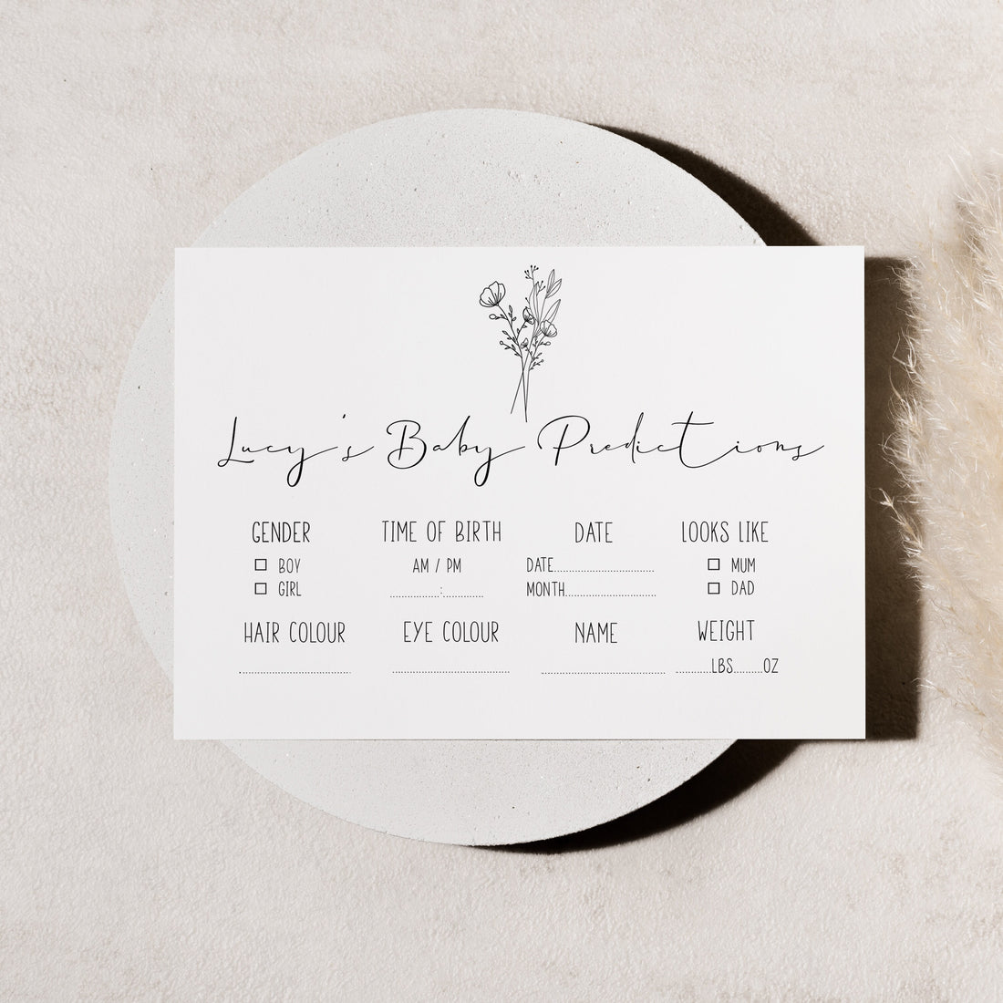 Line Drawn Floral Personalised Predictions Cards